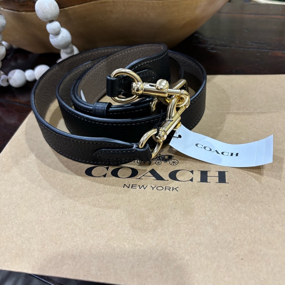 Coach Reversible Pebble Leather Strap with Gold Hardware